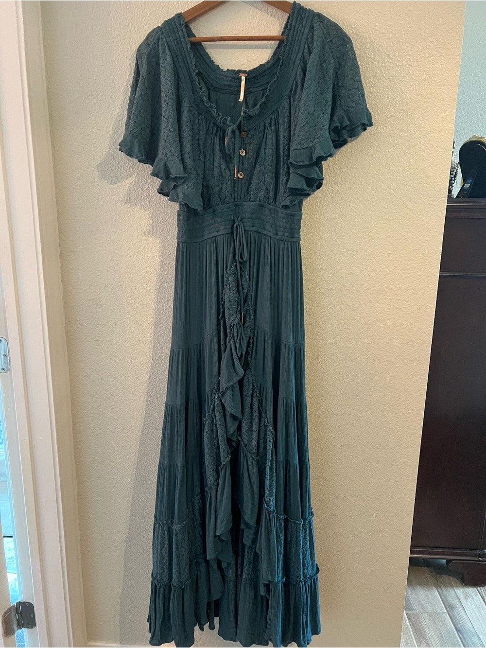 Free People Forest Green Tiered Maxi Dress - Picture 2 of 16